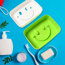 Portable Travel Home Box Cute Cartoons Smile Face Container Draining Holder Soap Dish