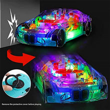 Automatic 360 Degree Rotating Transparent Gear Concept Car with Musical and 3D Flashing Lights Toy for Kids Boys & Girls (Multicolor / Battery Not Included)