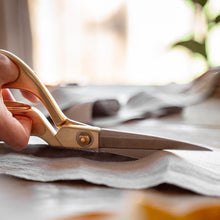 Stainless steel scissors with sharp edges, perfect for tailoring tasks.