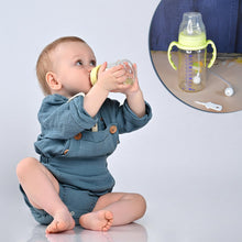 Plastic Baby Feeding Bottle with Handles, Cleaning brush & Straw (300 ML / 1 Pc)