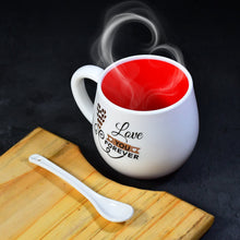 Ceramic coffee mug with spoon, ideal for gifting