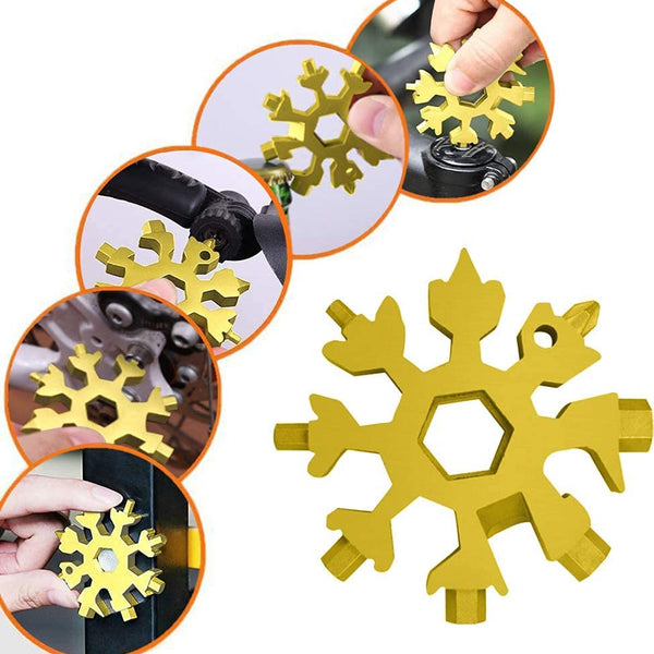 Durable & Portable 18 in 1 Snowflake Multi-Tool, Snowflake Bottle Opener Flat Phillips Screwdriver Kit Wrench