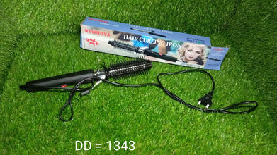 Black curling iron with a heat-resistant tip.