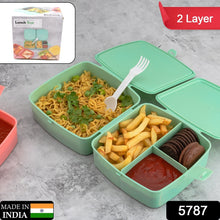 Plastic tiffin box with push lock and 4 sections