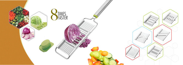 Versatile kitchen cutter and slicer with grater feature